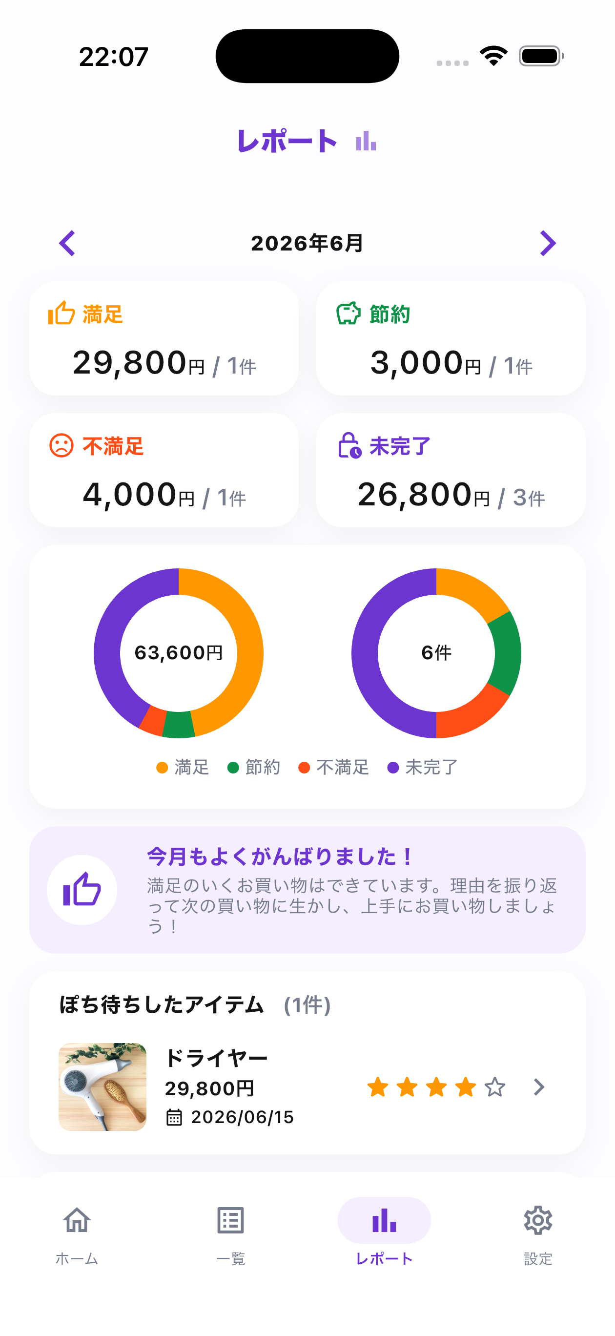 レポート画面
